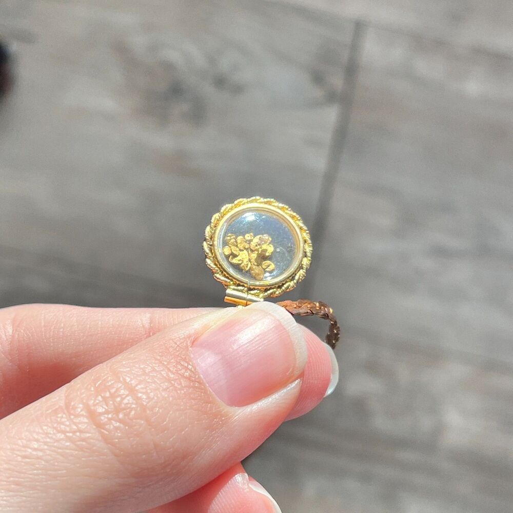 Vintage 12KGF Gold Nugget Shaker Pendant 14KGP Chain Real 22K Gold Nuggets - Picture 3 of 10